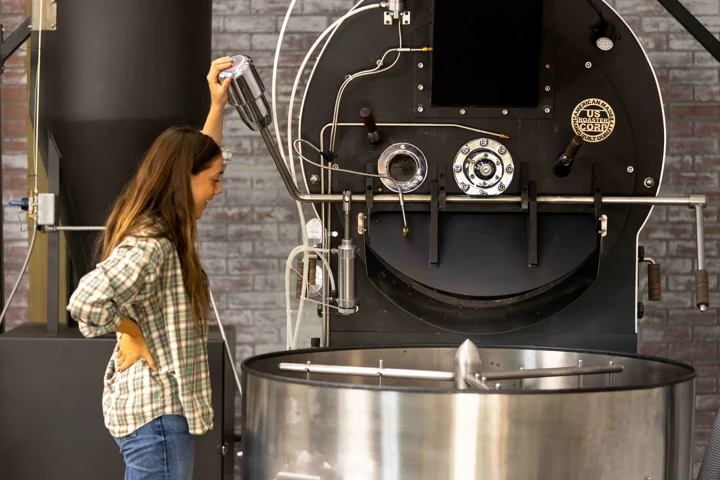 Roastify roaster at the drum roaster in the Bend, Oregon roastery